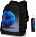 Rucsac școlar - 57-80, design minge de fotbal albastră cu penar inclus