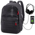 Rucsac școlar - 80-43, design cu unde sonore roșii și port USB/Audio
