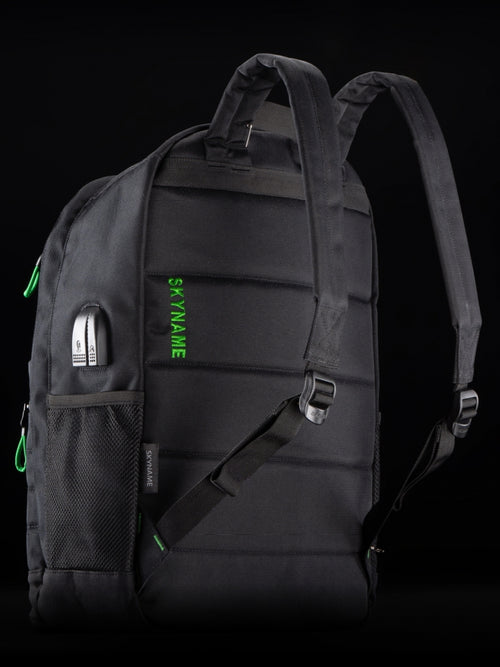 Rucsac școlar - 80-43, design cu unde sonore roșii și port USB/Audio