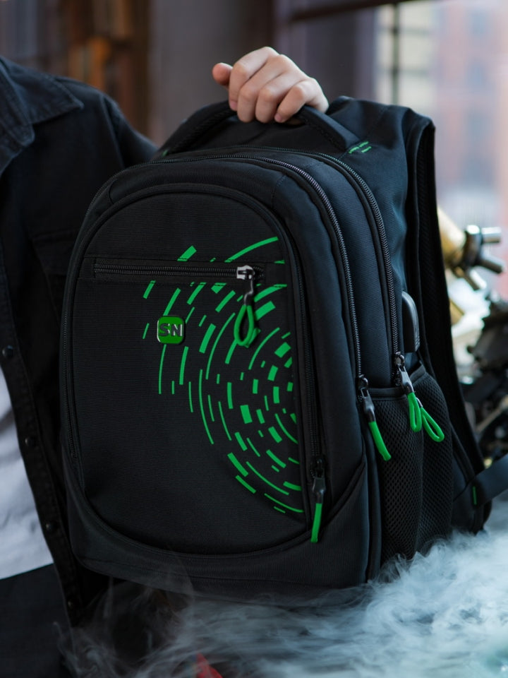 Рюкзак школьный - 90-108, абстрактный дизайн с USB/Audio портом