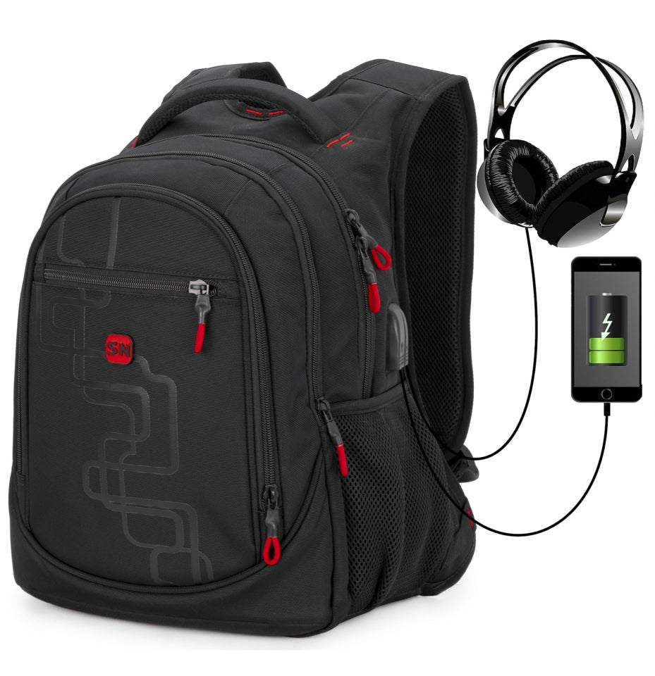 Школьный рюкзак - 90-140 зеленый, дизайн кибер-схем и порт USB/Audio