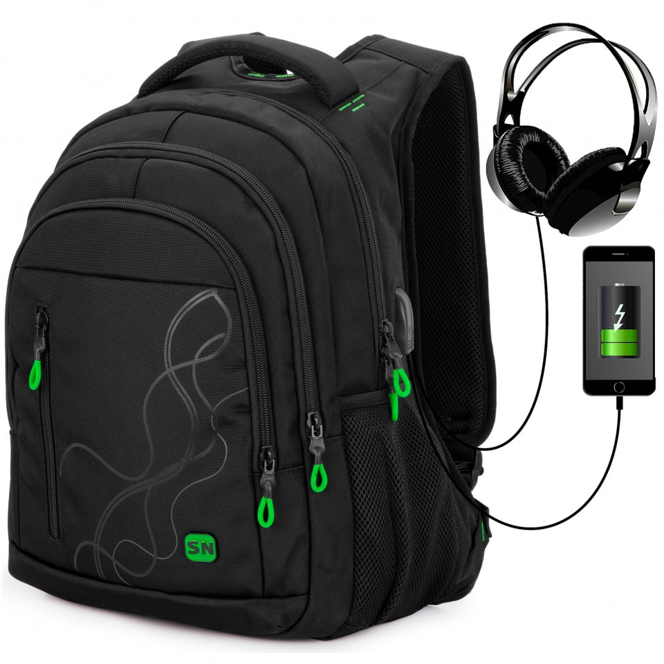 Школьный рюкзак – 90-142, дизайн с неоновыми полосами и портом USB/Audio