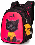 Rucsac școlar - R1-069, design Pisicuță Neagră în Tricou Galben
