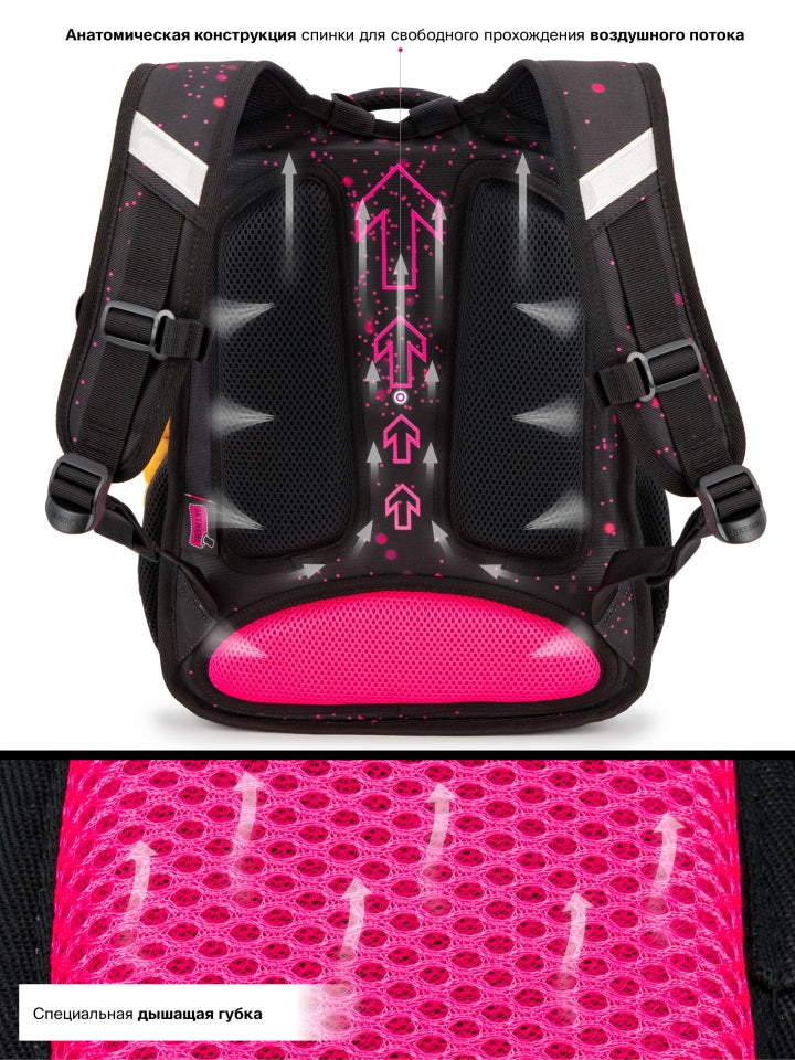 Rucsac școlar - R1-069, design Pisicuță Neagră în Tricou Galben
