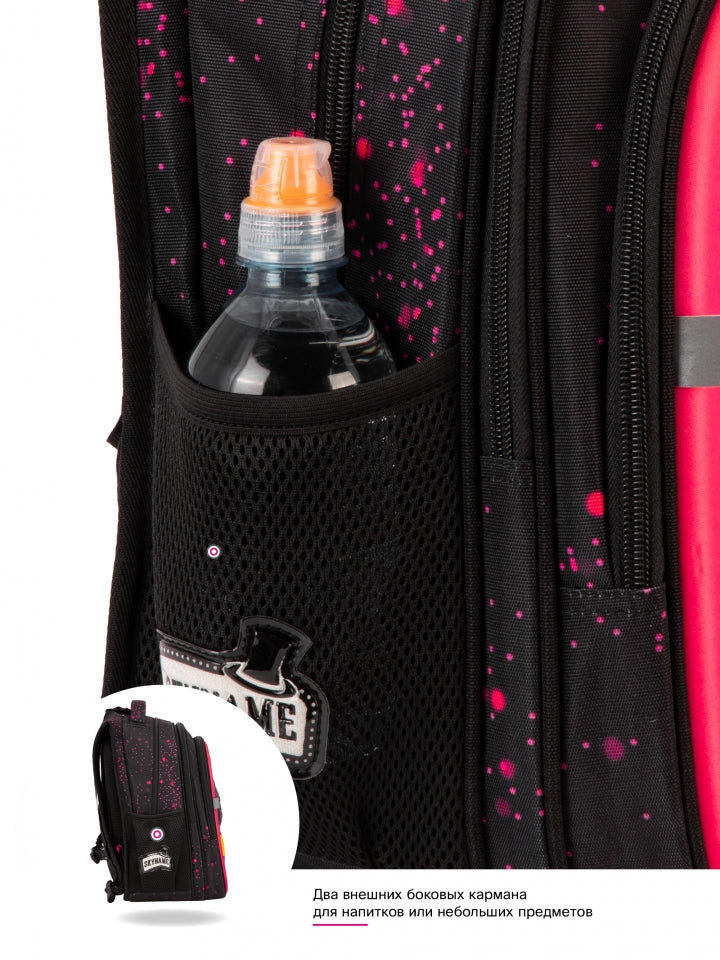 Rucsac școlar - R1-069, design Pisicuță Neagră în Tricou Galben