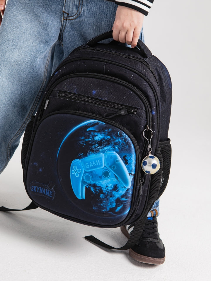 Rucsac școlar - R3-268, design Controller Gaming în sferă albastră