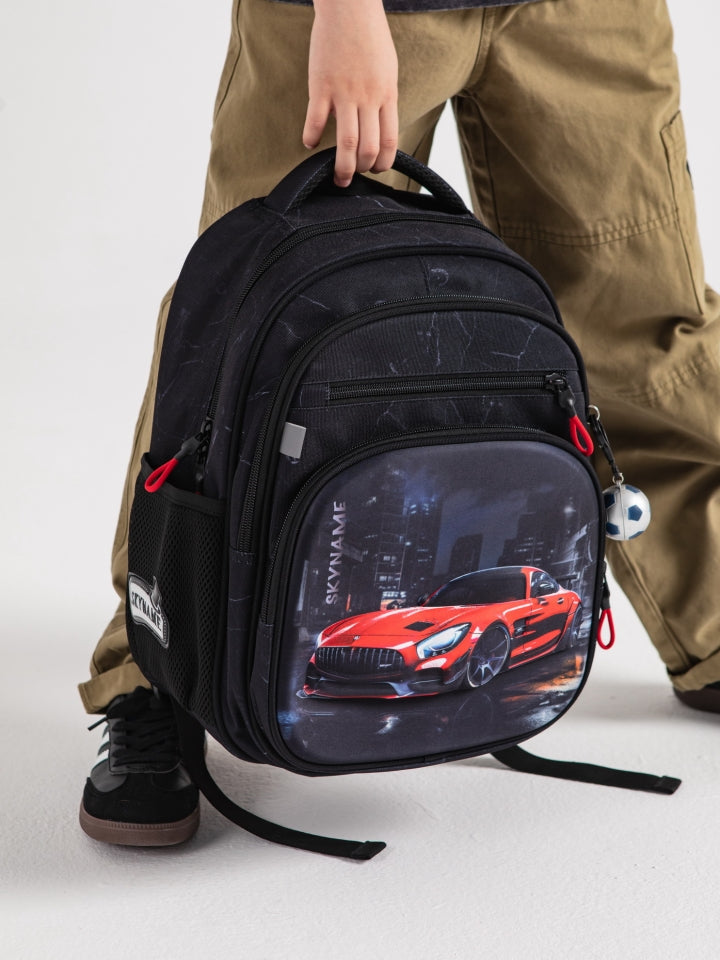 Rucsac școlar - R3-275, design Mașină sport roșie