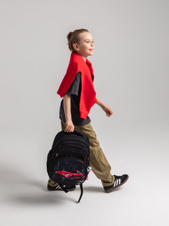 Rucsac școlar - R3-275, design Mașină sport roșie