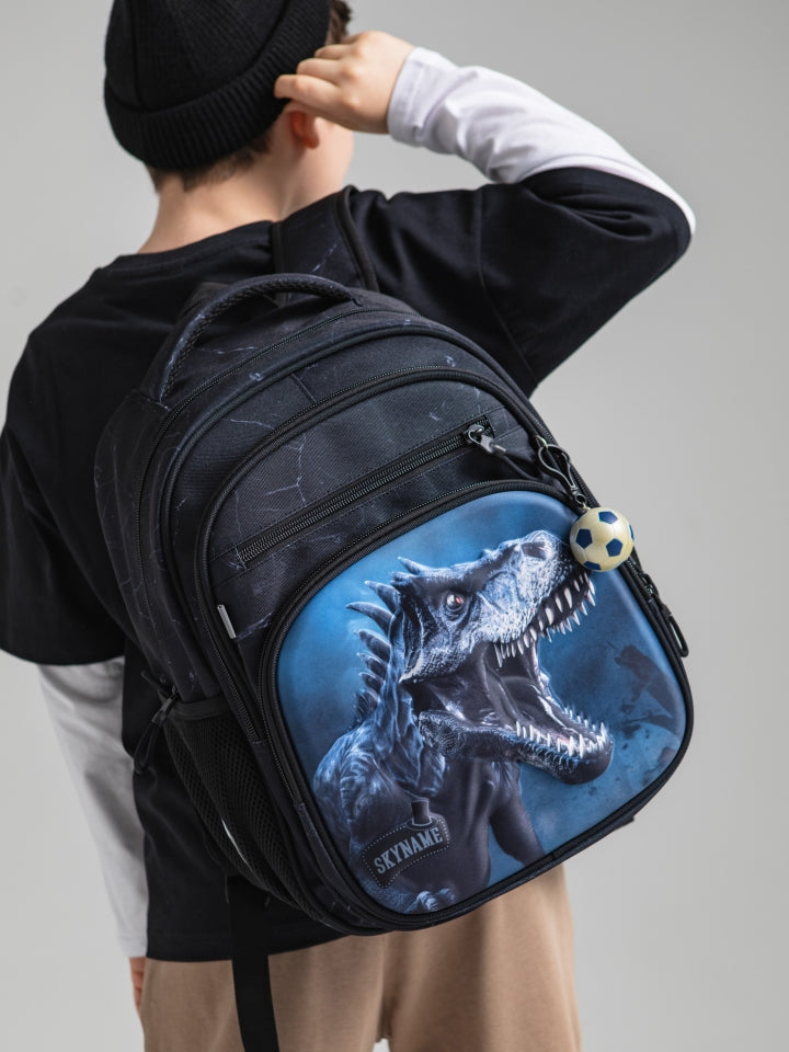Rucsac școlar - R3-277, design Dinozaur T-Rex argintiu