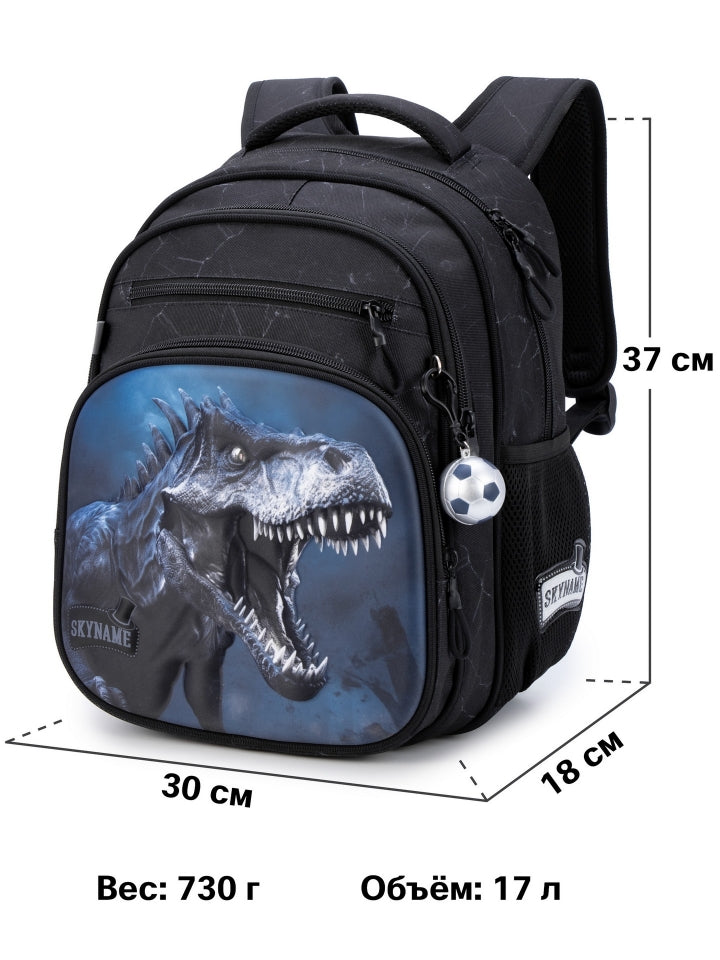 Rucsac școlar - R3-277, design Dinozaur T-Rex argintiu