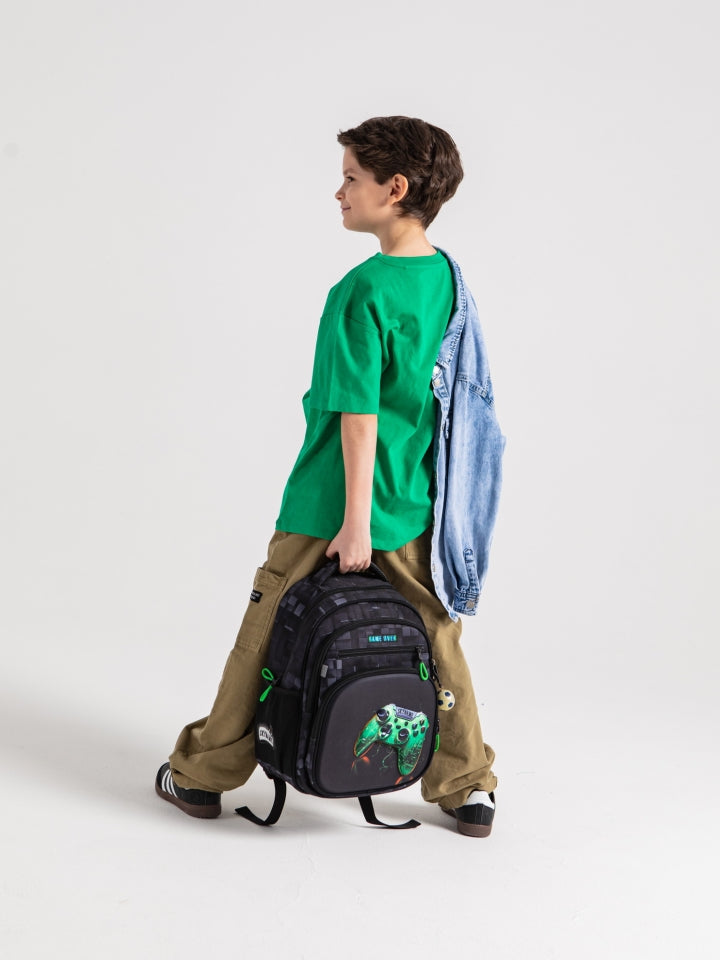 Rucsac școlar - R3-278, design Controller Gaming verde