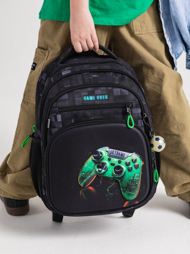 Rucsac școlar - R3-278, design Controller Gaming verde