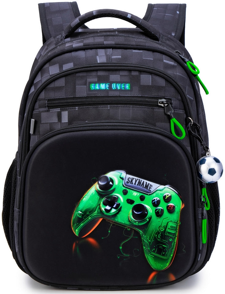 Rucsac școlar - R3-278, design Controller Gaming verde