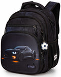 Rucsac școlar - R3-283, design Mașină sport cu lumini portocalii