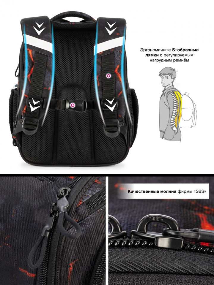 Школьный рюкзак - RK-622 Gamer, дизайн «Контроллер в огне»